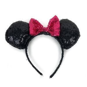 Disney Parks Pink Bow Sequin Minnie Mouse Headband